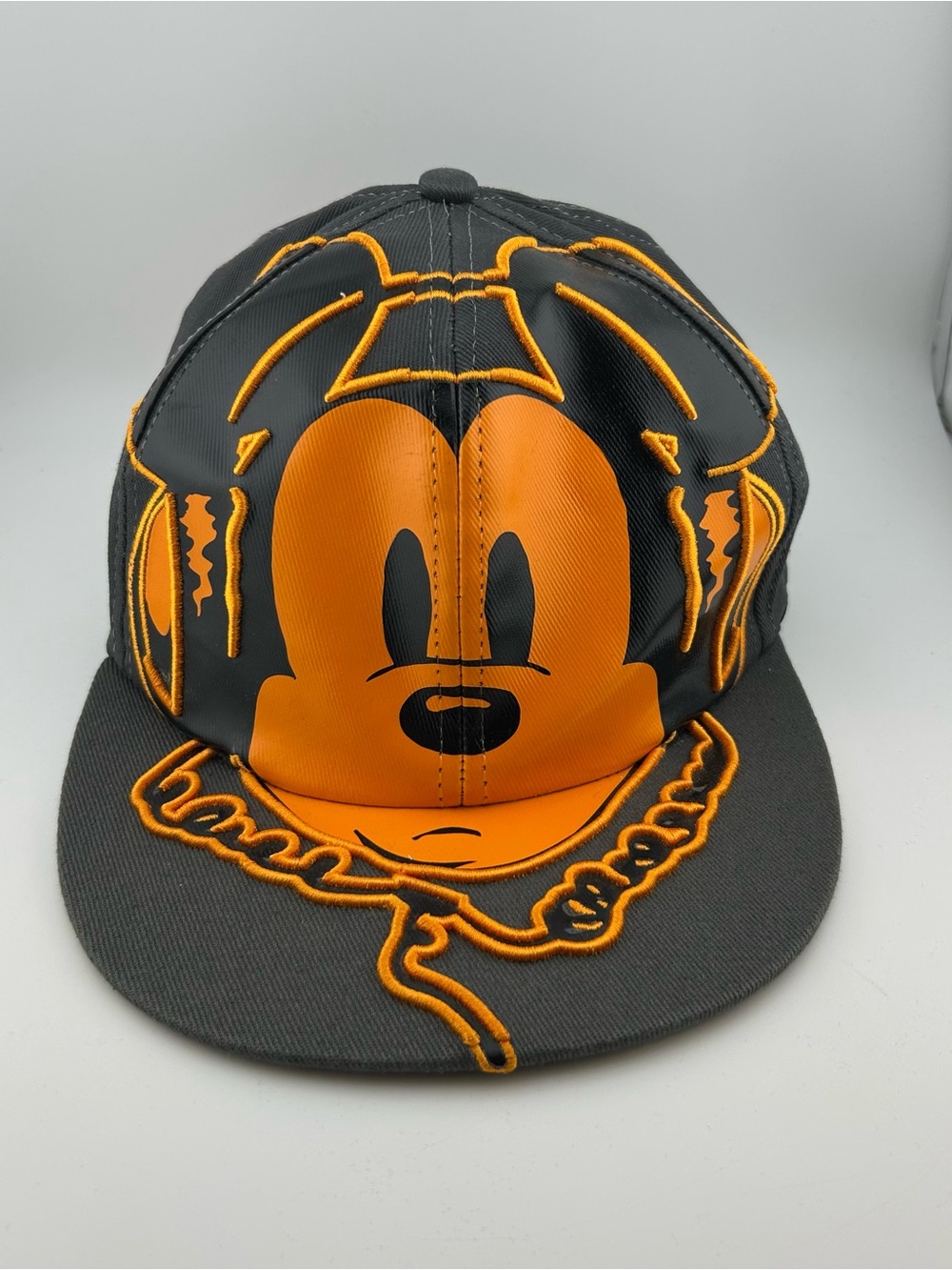 Disney Parks Mickey Mouse DJ 3D Embroidered Flex Hat Gray Orange Adult Cap